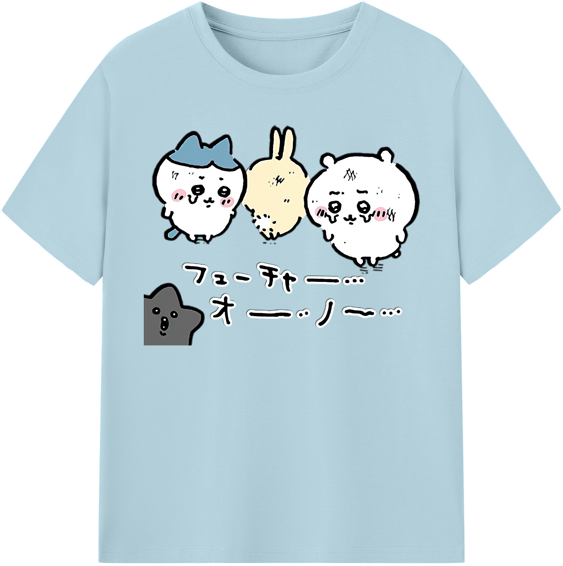 （画像用） ちいかわ ハチワレ Chii-kawa hachiware 綿100％半袖Tシャツ（フロントプリント）